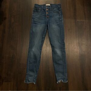 Madewell 10" High-Rise Skinny Jeans Chewed Hem Size 27